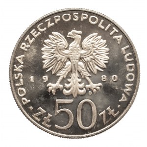 Polska, PRL 1944-1989, 50 złotych 1980 Bolesław I Chrobry, lustrzanka