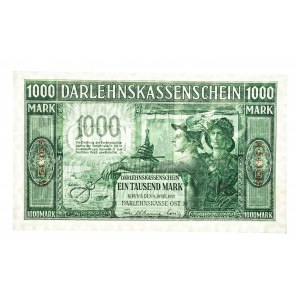 Polska, Banknoty niemieckich władz okupacyjnych (1915–1918) - Darlehnskasse Ost, Kowno, 1000 marek 4.04.1918, seria A, 6 cyfr.