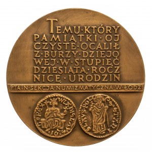 Polska, PRL 1944-1989, medal numizmatyczny PTAiN, 150. rocznica urodzin Emeryka Hutten-Czapskiego 1978, Łódź