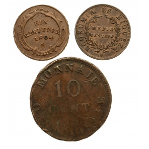 Zestaw 3 miedzinych monet z XIX wieku
