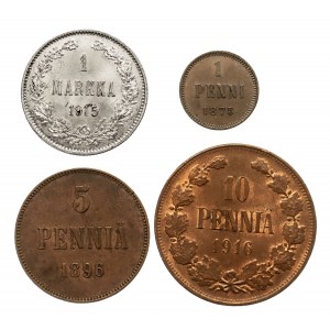 Finlandia, zestaw monet XIX-XX wiek - 4 sztuki