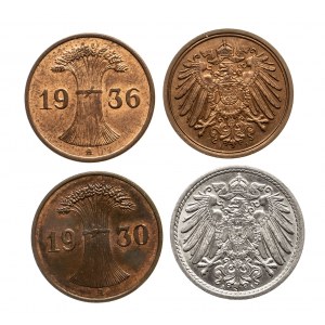 Niemcy, zestaw monet 1890-1936 - 4 sztuki