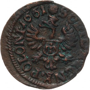 Polska, Jan II Kazimierz Waza 1649-1668, szeląg miedziany (boratynka) 1661 TLB, Ujazdów