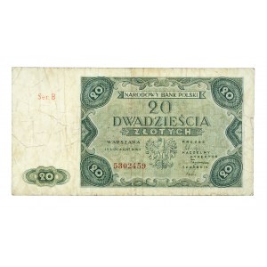 Polska, PRL 1944 - 1989, 20 ZŁOTYCH 15.07.1947, seria B.