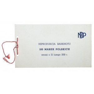 PRL, NBP - Reprodukcja Banknotu 100 Marek Polskich 1919, Warszawa 1979.