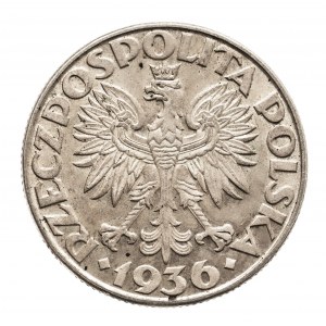 Polska, II Rzeczpospolita 1918-1939, 2 złote 1936, Żaglowiec, Warszawa.