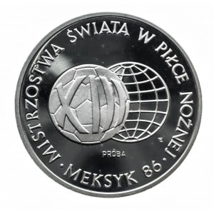 Polska, PRL 1944-1989, 1000 złotych 1986, Mistrzostwa Świata w Piłce Nożnej - meksyk 1986, próba w srebrze