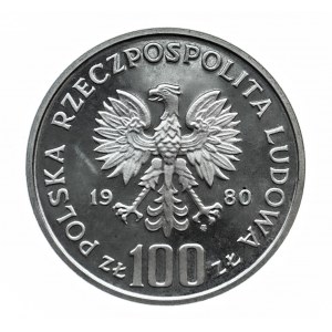 Polska, PRL 1944-1989, 100 złotych 1980, Igrzyska XXII Olimpiady, próba w srebrze