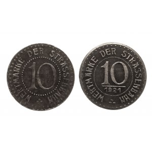 Polska, Wrocław, zestaw dwóch monet 10 fenigów bez daty oraz 1921.