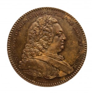 Francja, Polska, Stanisław Leszczyński, medal na pamiątkę utworzenia Akademii Stanisławowskiej w Nancy 1750.