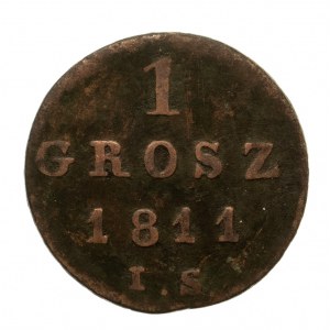 Księstwo Warszawskie 1807-1815, 1 grosz 1811 IS, Warszawa.