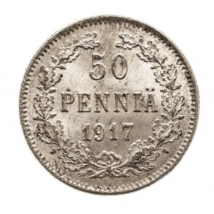 Finlandia, okupacja rosyjska - Mikołaj II (1894–1917), 50 penniä 1917, Helsinki
