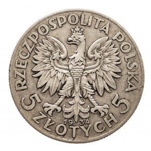 Polska, II Rzeczpospolita 1918-1939, 5 złotych 1934 Głowa kobiety