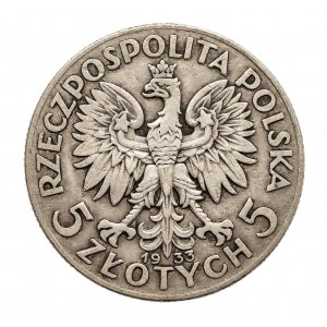Polska, II Rzeczpospolita 1918-1939, 5 złotych 1933 Głowa kobiety