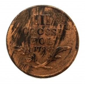 Monety wojskowe dla ziem polskich, 3 grosze 1794, Wiedeń.
