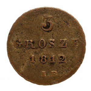 Księstwo Warszawskie 1807-1815, 3 grosze 1812 I.B., Warszawa