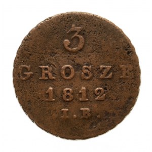 Księstwo Warszawskie 1807-1815, 3 grosze 1812 I.B., Warszawa