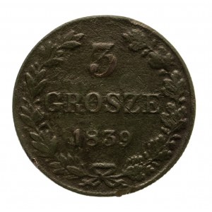 Zabór Rosyjski, Mikołaj I 1825-1855, 3 grosze 1839, Warszawa