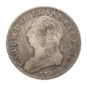 Włochy, Księstwo Sabaudii-Piemontu, Karol Emanuel III, 1/4 scudo 1757