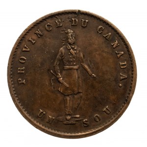 Kanada, żeton bankowy na pół pensa (1 sou) 1852