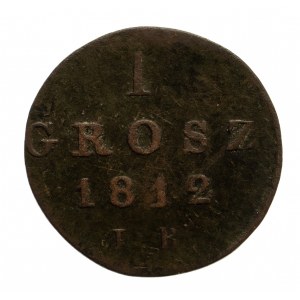 Księstwo Warszawskie 1807-1815, 1 grosz 1812 IB, Warszawa.