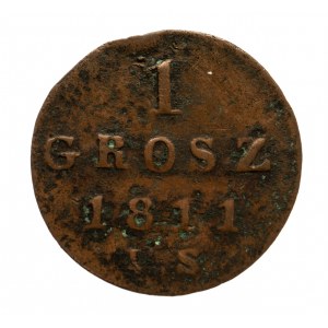 Księstwo Warszawskie 1807-1815, 1 grosz 1811 IS, Warszawa.