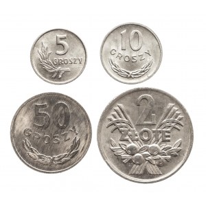 Polska, PRL 1944-1989, zestaw monet aluminiowych - 4 sztuki