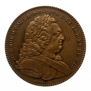 Francja, Polska, Stanisław Leszczyński, medal na pamiątkę utworzenia Akademii Stanisławowskiej w Nancy 1750.