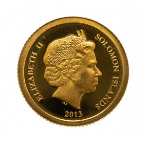 Wyspy Salomona, Elżbieta II, 1 dolar 2013, Au Ogrody Babilonu.
