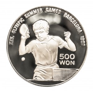 Korea Północna, 500 won 1990, Igrzyska XXV Olimpiady, Barcelona 1992 - tenis stołowy