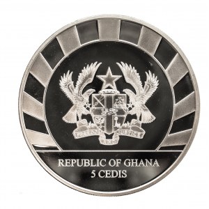 Ghana, 5 CEDIS 2019 MAMUT 1 OZ SREBRO UNCJA