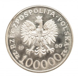 Polska, Rzeczpospolita Polska od 1989 r., 100000 złotych 1990, Solidarność typ A.