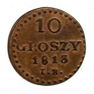 Księstwo Warszawskie 1807-1815, 10 groszy 1813 I.B., miedź, rzadkie fałszerstwo z epoki