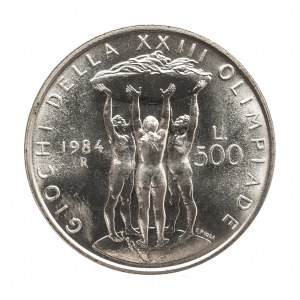 Włochy, 500 lirów 1984, XXIII Letnie Igrzyska Olimpijskie, Los Angeles 1984