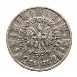 Polska, II Rzeczpospolita 1918-1939, 2 złote 1936 Piłsudski, Warszawa, RRR !