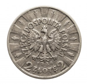 Polska, II Rzeczpospolita 1918-1939, 2 złote 1936 Piłsudski, Warszawa, RRR !