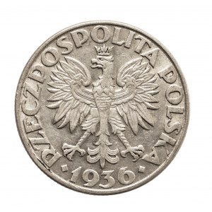 Polska, II Rzeczpospolita 1918-1939, 2 złote 1936, Żaglowiec, Warszawa.