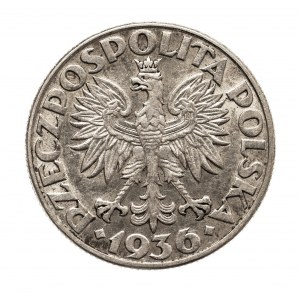 Polska, II Rzeczpospolita 1918-1939, 2 złote 1936, Żaglowiec, Warszawa.