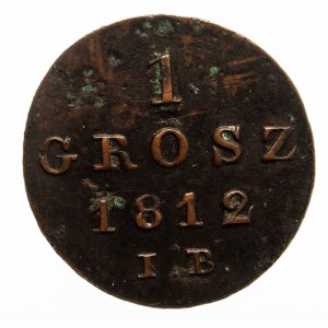 Księstwo Warszawskie 1807-1815, 1 grosz 1812 IB, Warszawa, data szeroko rozstawiona