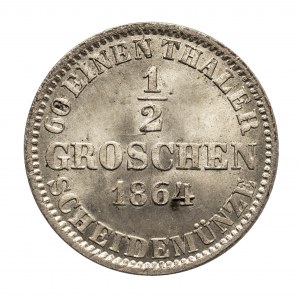 Niemcy, Hanower, Jerzy V 1851-1866, 1/2 grosza 1864 B, Hanower