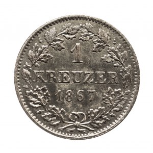 Niemcy, Hesja-Darmstadt, Ludwik III 1848-1877, 1 krajcar 1867, Darmstadt