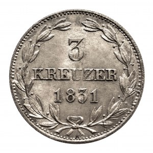 Niemcy, Nassau, Wilhelm 1816-1839, 3 krajcary 1831, Wiesbaden