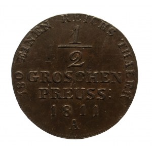 Prusy Zachodnie, Fryderyk Wilhelm III 1797-1840, półgrosz 1811 A, Berlin.