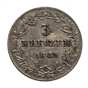 Niemcy, Nassau, Adolf 1839-1866, 3 krajcary 1845, Wiesbaden