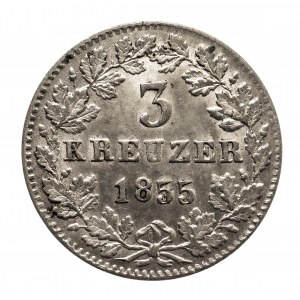 Niemcy, Nassau, Adolf 1839-1866, 3 krajcary 1855, Wiesbaden