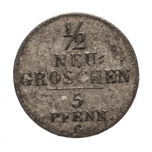 Niemcy, Saksonia, Fryderyk August II 1836-1854, 1/2 nowego grosza / 5 fenigów 1842 G, Drezno