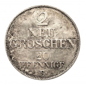 Niemcy, Saksonia, Fryderyk August II 1836-1854, 2 nowe grosze / 20 fenigów 1847 F, Drezno