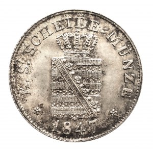 Niemcy, Saksonia, Fryderyk August II 1836-1854, 2 nowe grosze / 20 fenigów 1847 F, Drezno