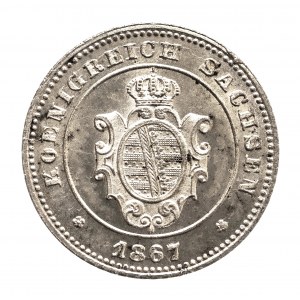 Niemcy, Saksonia, Jan 1854-1873, 1 nowy grosz / 10 fenigów, 1867 B, Drezno