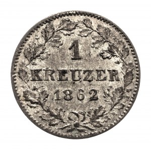 Niemcy, Wirtembergia, Wilhelm I 1816-1864, 1 krajcar 1862, Stuttgart